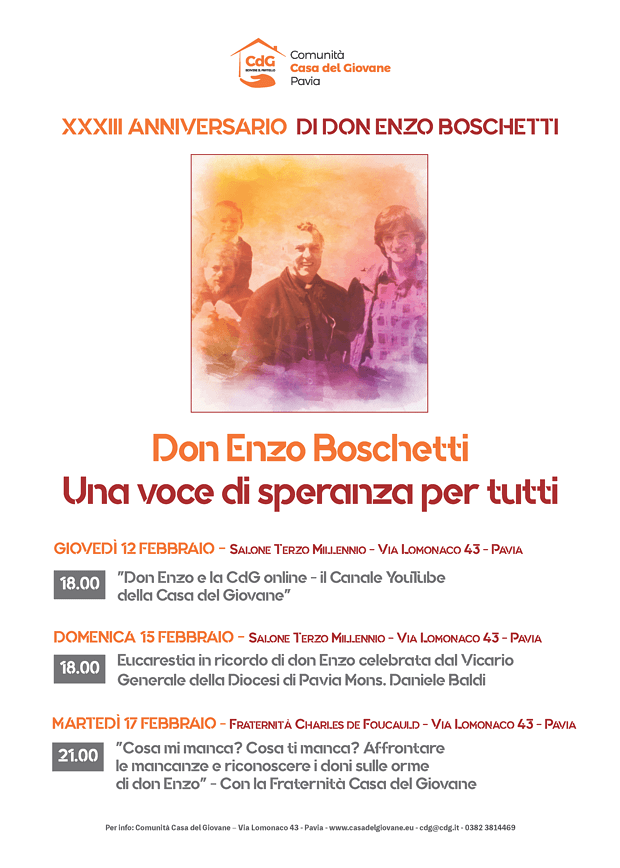 Febbraio 2026
XXXIII Anniversario
locandina incontri